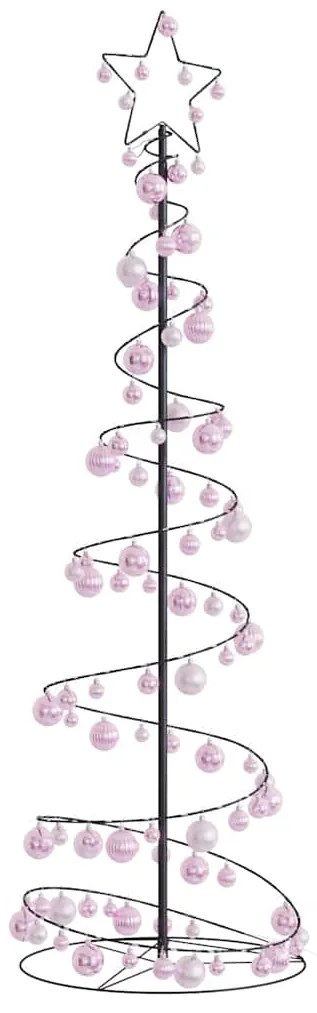 vidaXL Árvore de Natal LED com Baubles 120 LEDs Branco Quente 180 cm