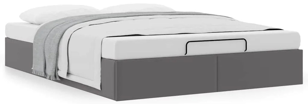 Estrutura de cama otomana sem colchão 140x200 cm cinzento