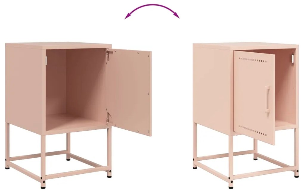Mesas de cabeceira 2 pcs 36x39x60,5 cm aço rosa