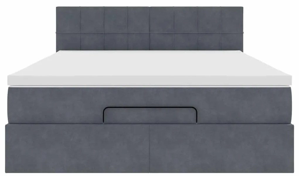 Estrutura de cama otomana com colchão 140x200cm cinzento escuro