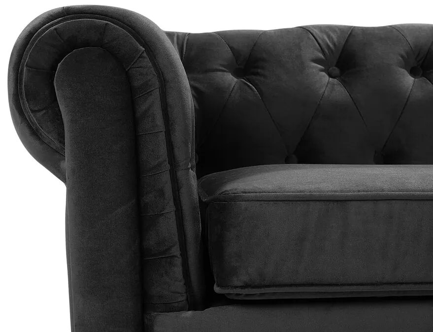 Poltrona em veludo preto CHESTERFIELD Beliani