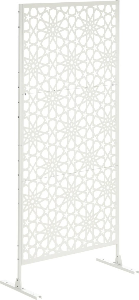 Biombo decorativo de proteção visual para exterior, com padrão em metal - 92 x 45 x 198 cm branco