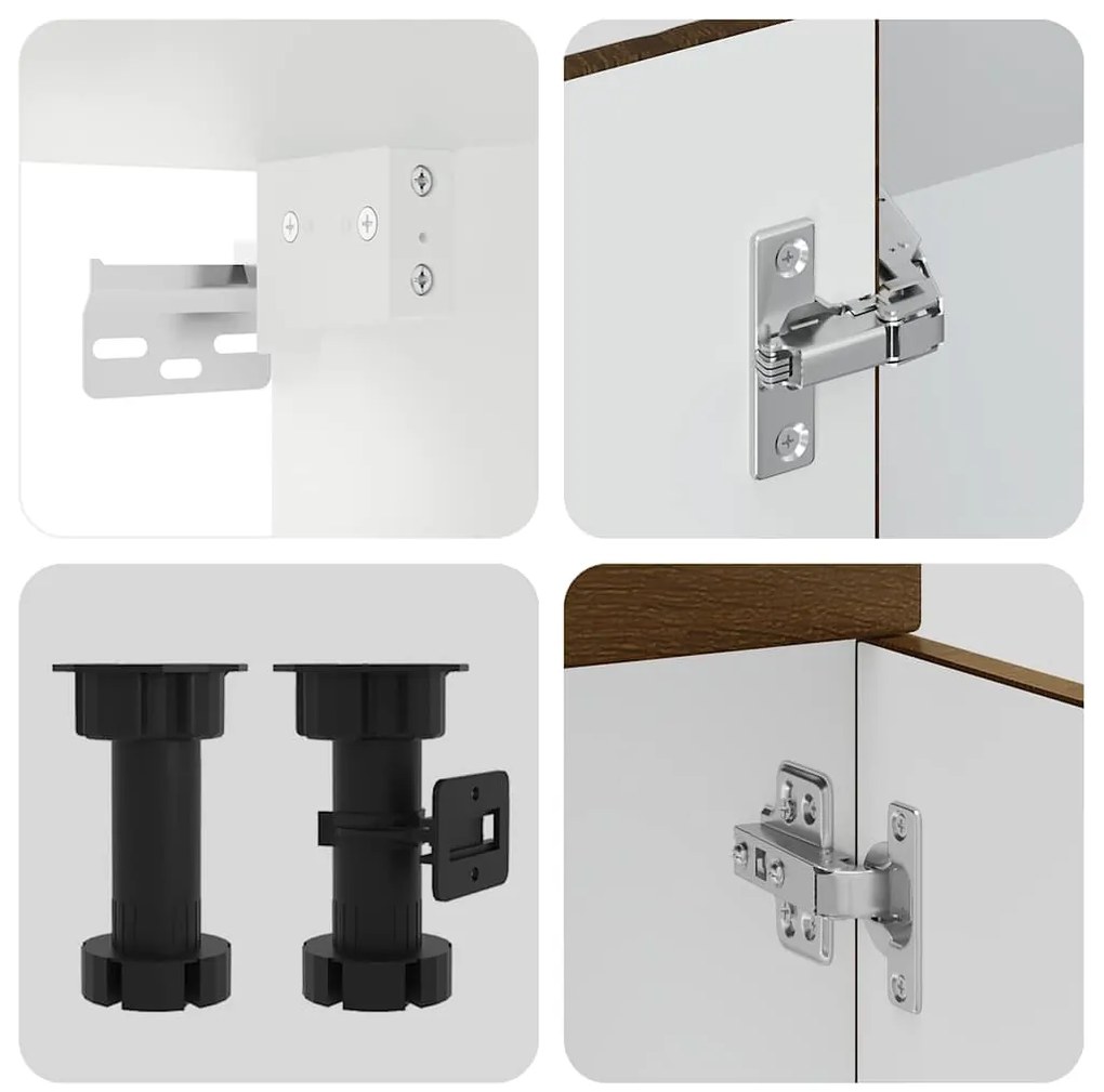 4 peças armário de cozinha conjunto Kalmar carvalho castanho