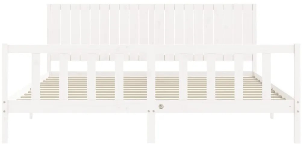 Cama sem colchão 200x200 cm madeira de pinho maciça branco