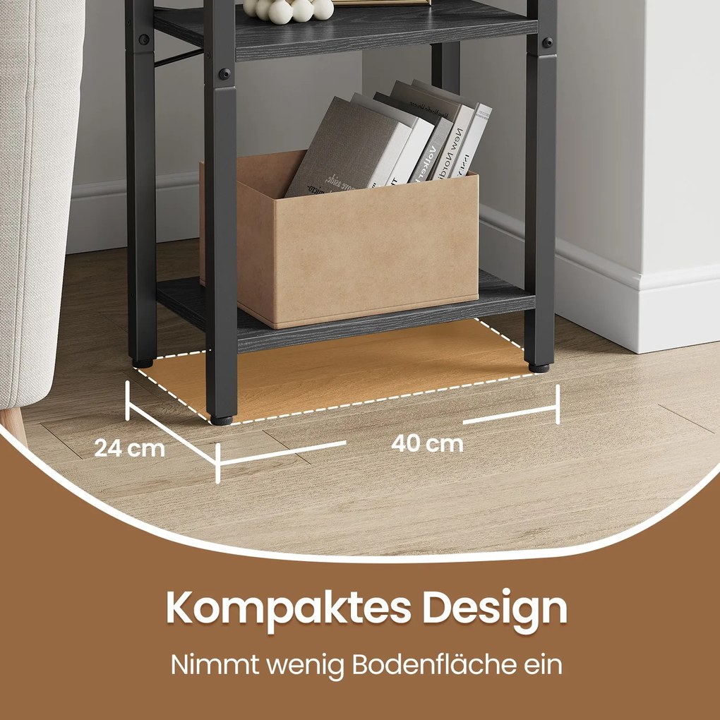 Estante de livros com Design compacto 24 x 40 x 107 cm preto