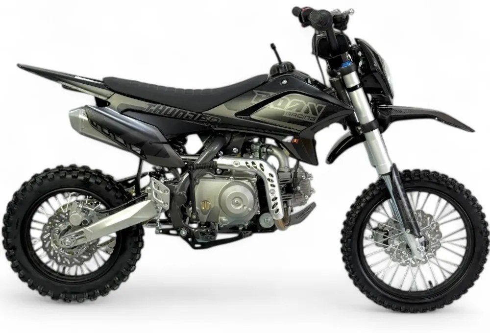 MOTO Crianças MINICROSS Gasolina semi-automático 110CC Thunder 14"/12" arranque elétrico e pedal Preta