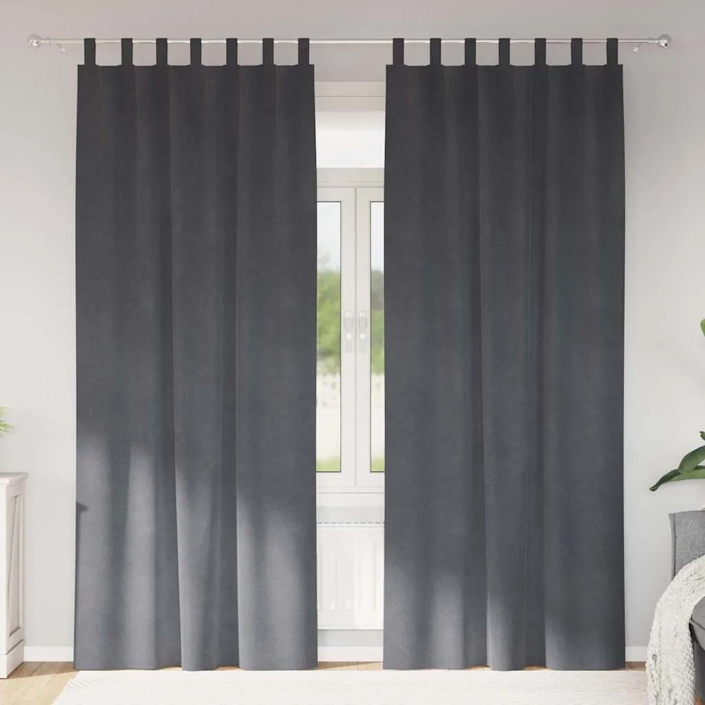 Cortinas Blackout vidaXL com Laços de Suspensão 2 pcs Cinza Claro Supe