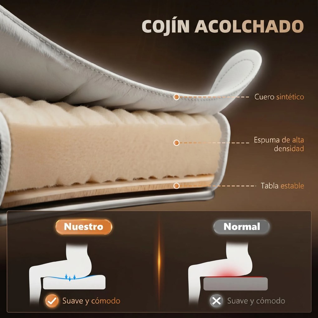 Cadeira de Escritório com 7 Pontos de Massagem com Apoio para os Pés Retrátil, Altura Ajustável, Comando Remoto e Tecido PU Branco