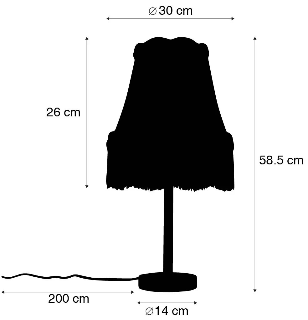 Candeeiro de mesa clássico em latão com cúpula cor-de-rosa Granny 30 cm - Simplo Clássico / Antigo