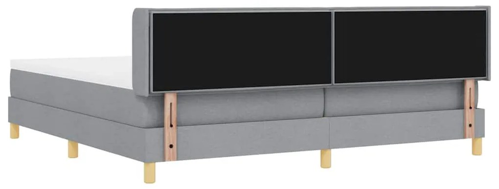 Cama Box com Colchão Cinza Claro - 200 x 200 cm, Têxtil.