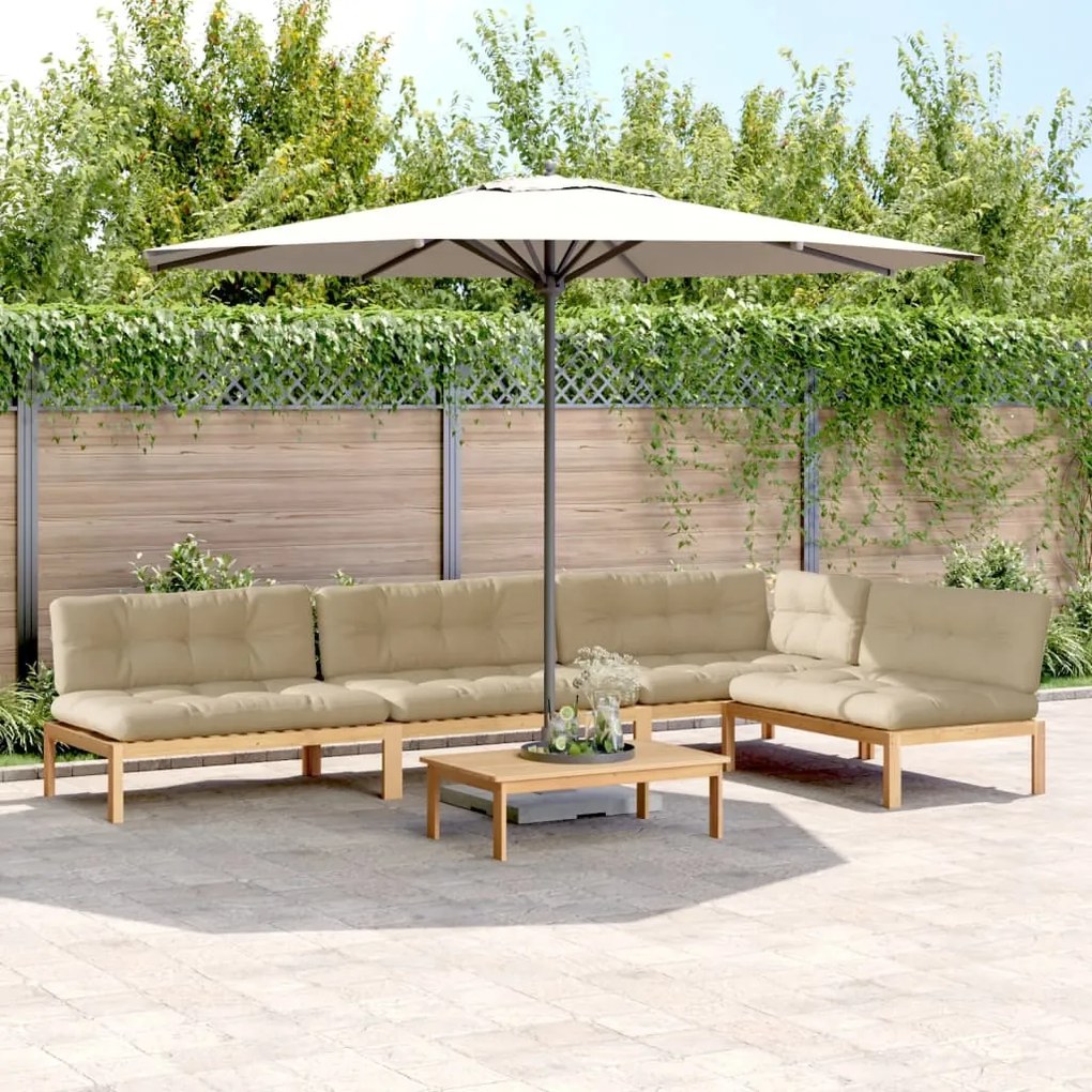 vidaXL 5 pcs móveis de paletes p/ jardim com almofadões acácia maciça
