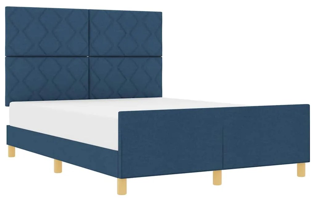 Estrutura de Cama vidaXL Azul 140x190 cm Tecido