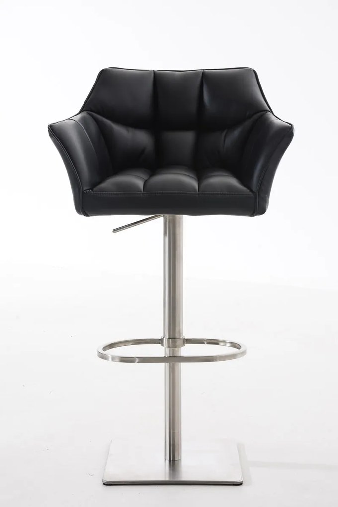 Banco de bar Damaso em couro sintético e estrutura prateada 64 x 88-113 x 45 cm Preto
