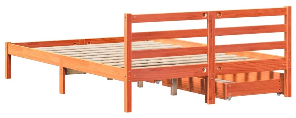 Cama sem colchão 140x190 cm pinho maciço castanho-mel