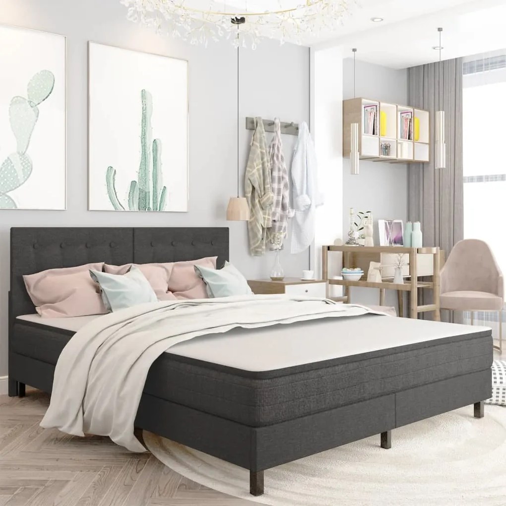 vidaXL Cabeceira de cama acolchoada 180x200 cm tecido cinzento-escuro