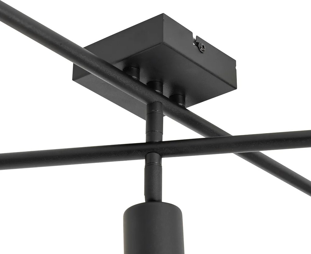 Candeeiro de teto moderno preto 5 luzes - Facil