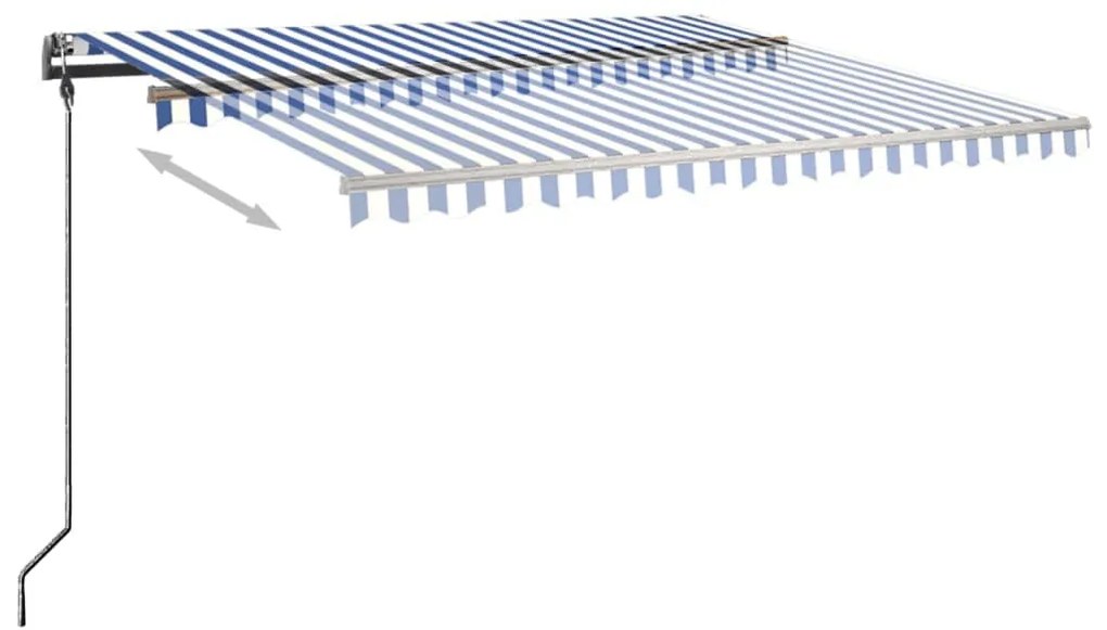 Toldo retrátil manual independente 450x300 cm azul e branco