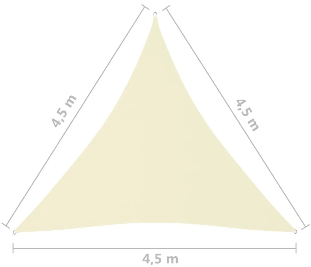 Para-sol est. vela tecido oxford triang. 4,5x4,5x4,5m cor creme