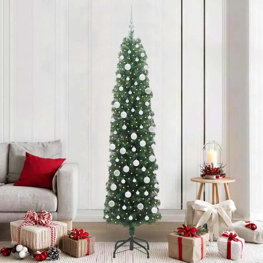 vidaXL Árvore de Natal Artificial Verde 210 cm PVC e Aço e Plástico