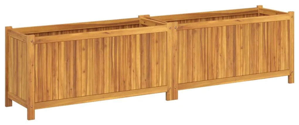 Vaso/floreira de jardim com forro 199x38,5x50 cm acácia maciça