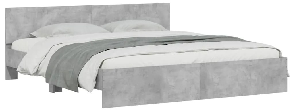 Estrutura de cama com cabeceira 200x200 cm cinzento cimento