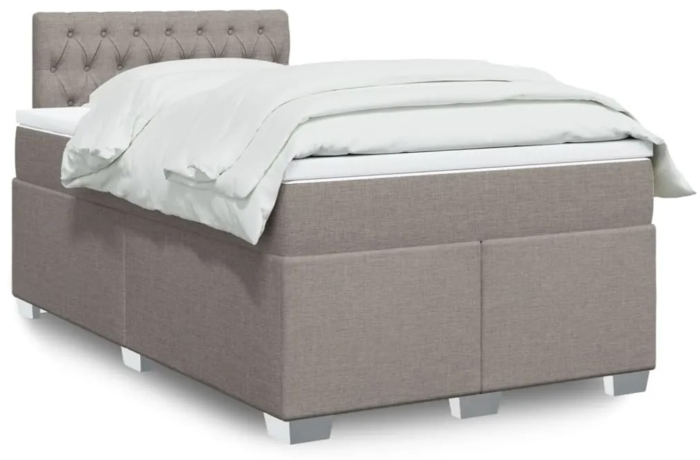 Cama boxspring c/ colchão 120x190cm tecido castanho-acinzentado