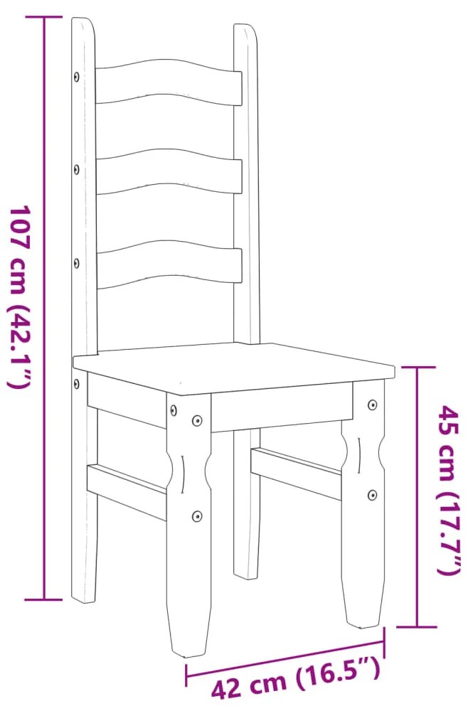 Cadeiras de jantar 2 pcs Corona 42x47x107 cm pinho maciço cinza