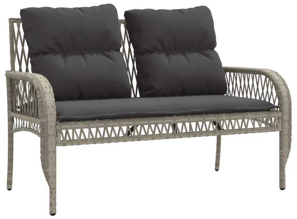 4 pcs conj. sofás jardim c/ almofadões vime PE cinzento-claro