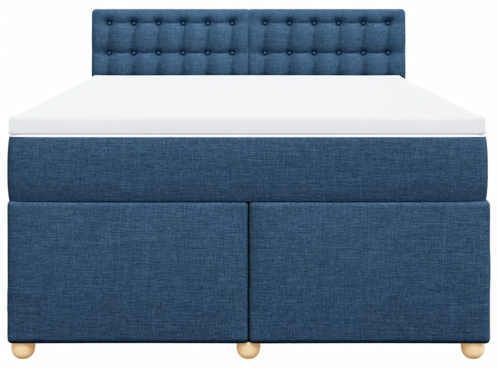 Cama com molas/colchão 160x200 cm tecido azul
