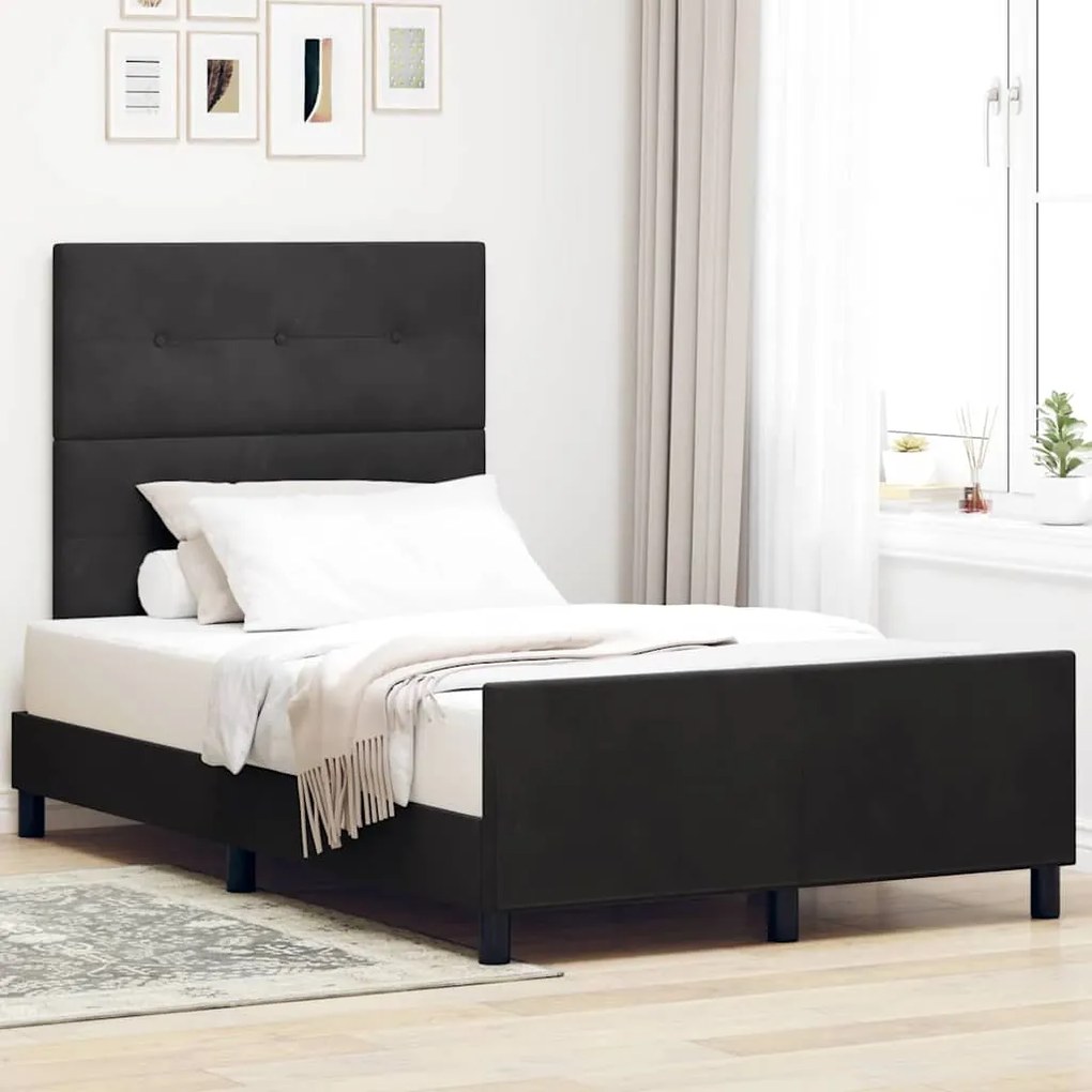 vidaXL Cama Box com cabeceira Preto 120 x 190 cm Veludo