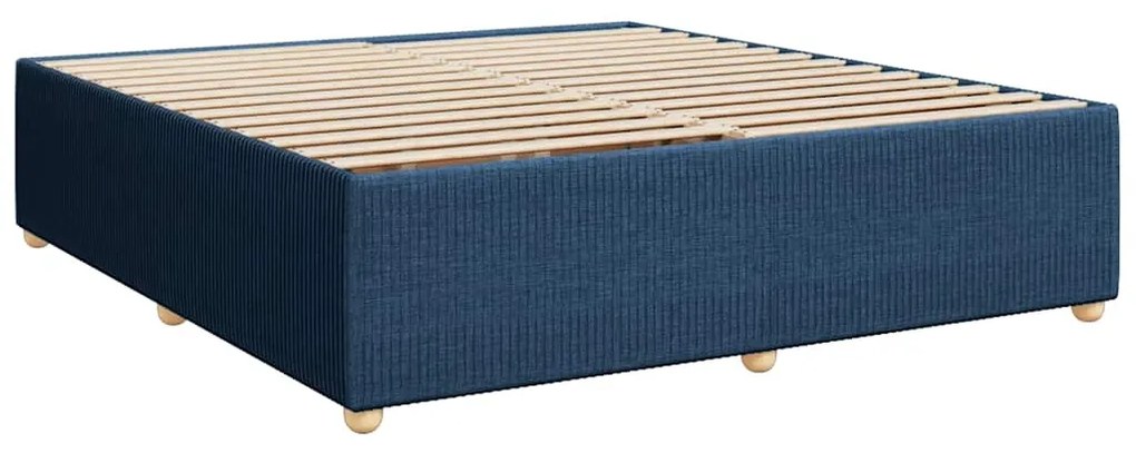 Cama com molas/colchão 200x200 cm tecido azul