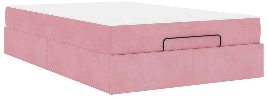 vidaXL Estrutura de cama com colchão com colchão 2 pcs Rosa Veludo