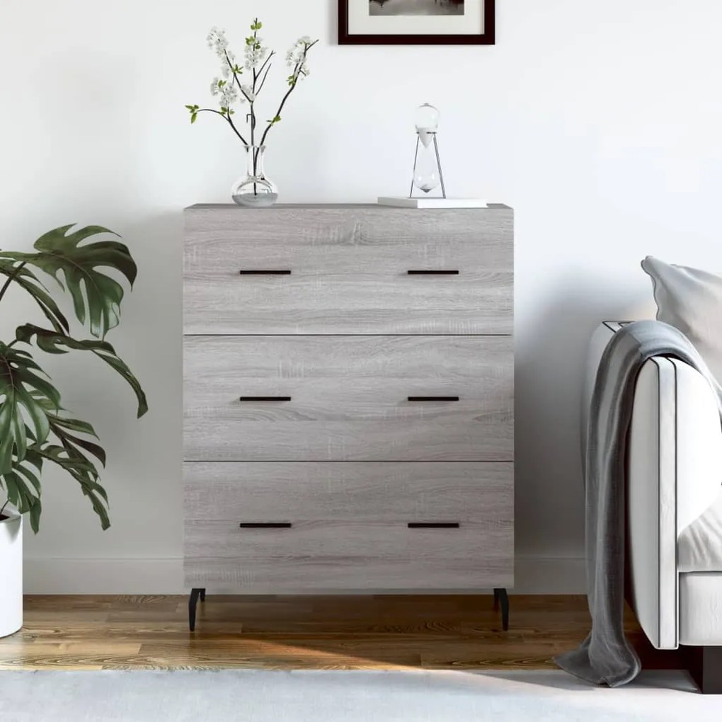 vidaXL Aparador 69,5x34x90 cm derivados de madeira cinzento sonoma