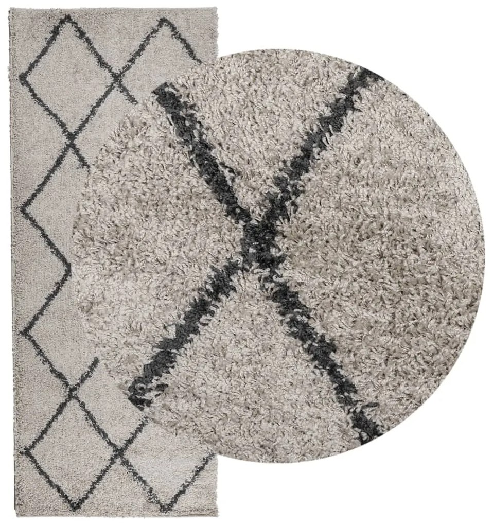Tapete shaggy de pelo alto PAMPLONA 80x200 cm bege e antracite