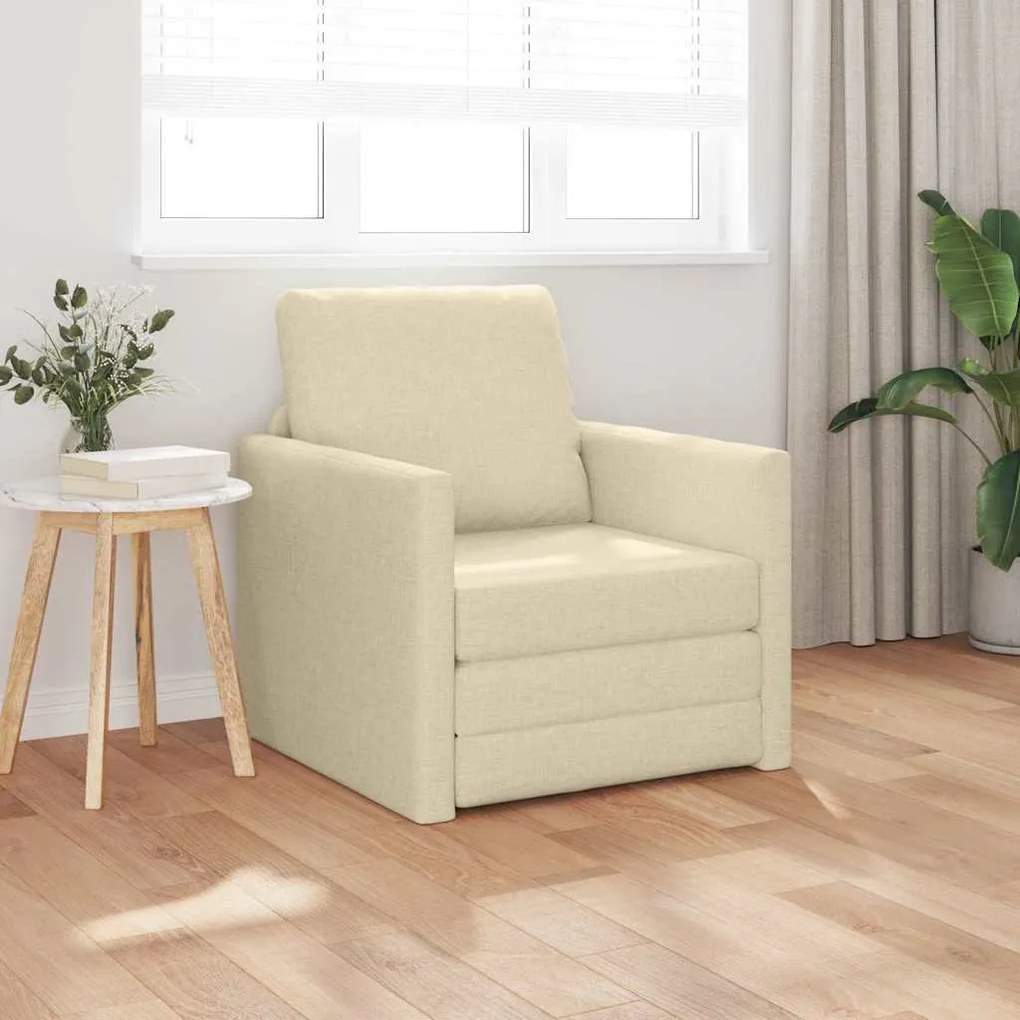 vidaXL Sofá Cama 2-em-1 Creme 74x77x81 cm Tecido