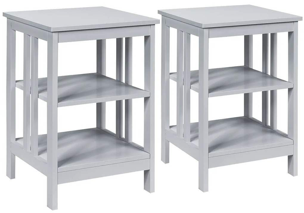 2 mesas de cabeceira com barras de reforço e estrutura de aduelas para quarto corredor sala 40 x 40 x 61 cm Branco