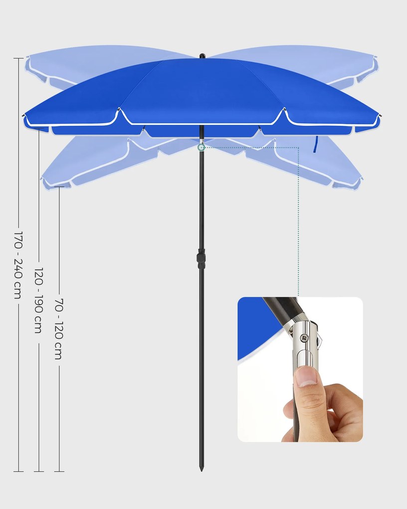 Guarda-sol Ø 180 cm com saco de transporte e proteção UV até UPF 50+ Azul