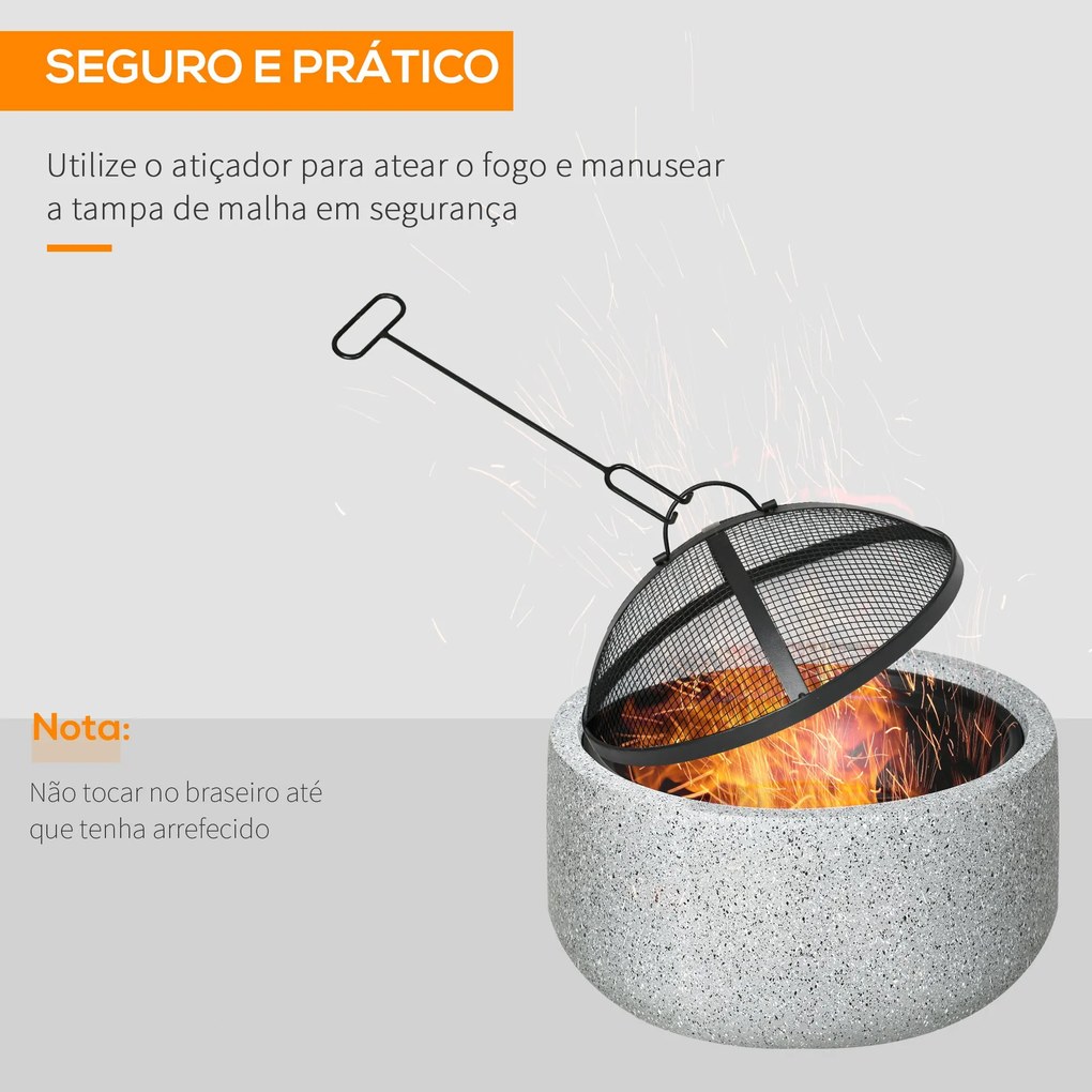 Brasero Exterior Redondo Brasero para Jardim com Atizador Protetor de