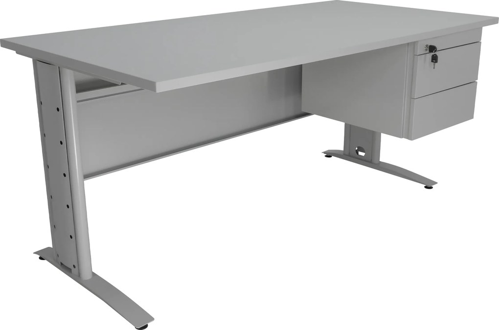 Secretária 1800x800 mm com Bloco de Gavetas Suspenso em Chapa - Soho