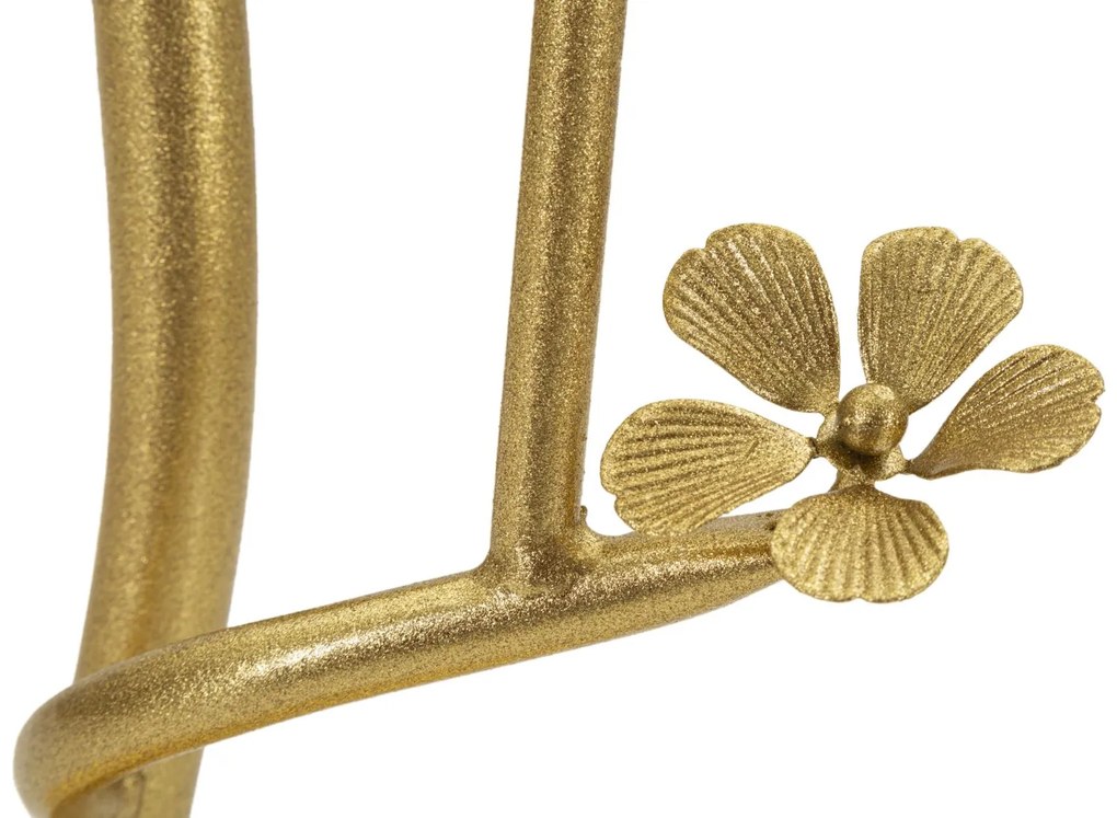 MESA DE APOIO COM PÁSSAROS, DE VIDRO Ø 38X60 CM DOURADO