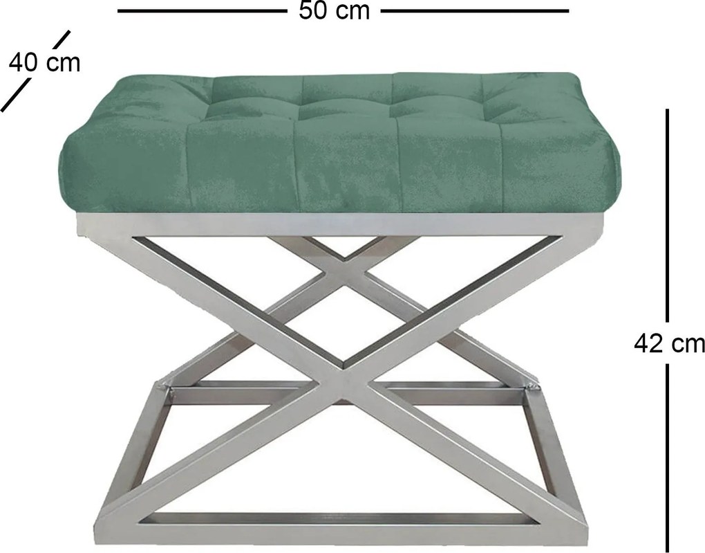 Pouffe Capraz – Silver Green – 50x42x40 cm