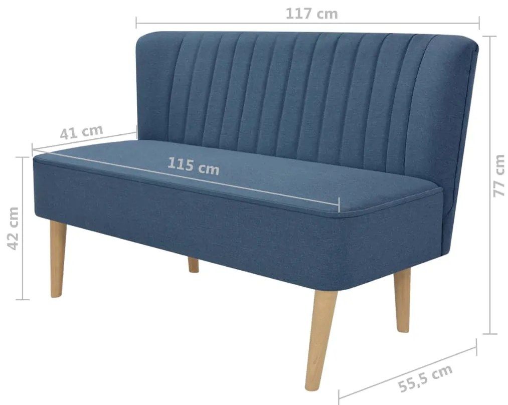 Sofá de tecido 117x55,5x77 cm azul