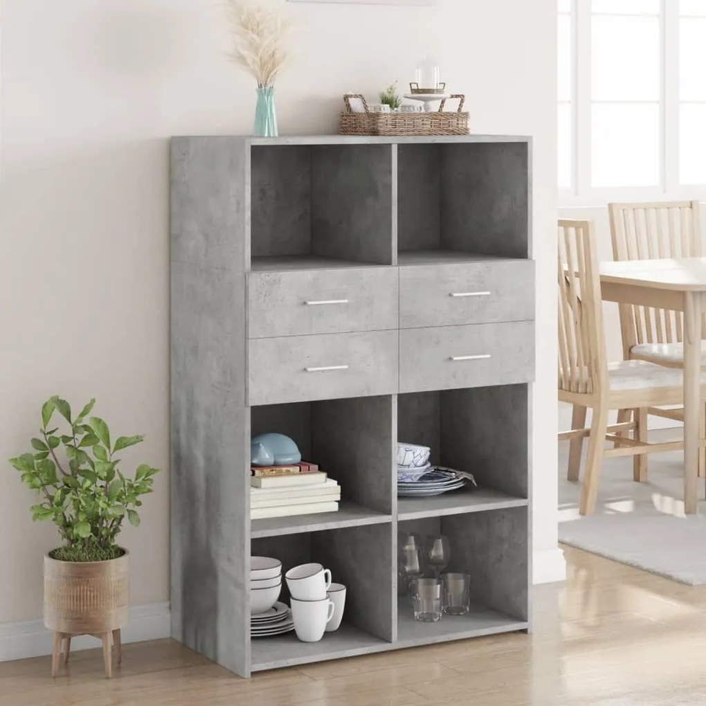 vidaXL Armário alto 80x42,5x124 cm derivados de madeira cinza cimento