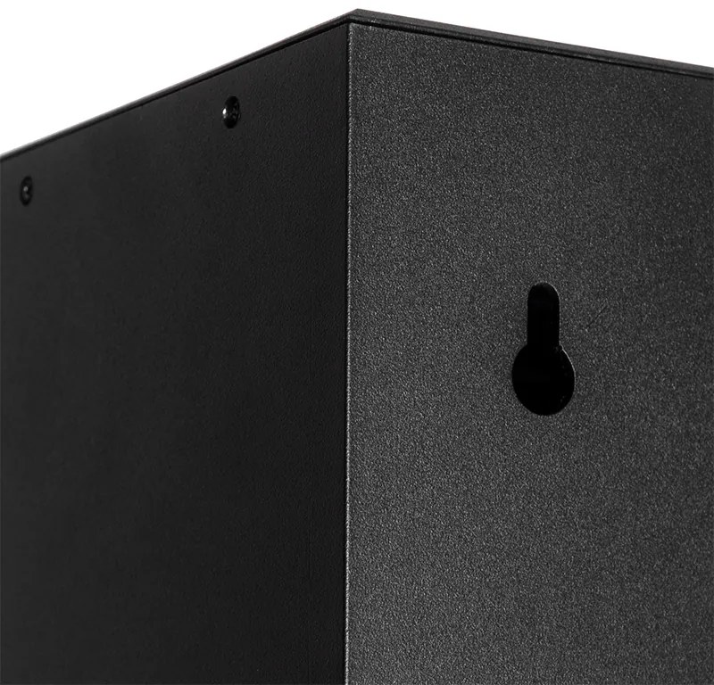 Candeeiro de parede exterior preto com luz regulável e sensor solar - Charlotte