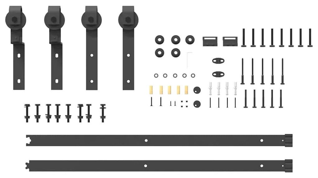 Kit de ferragens para porta deslizante 183 cm aço preto