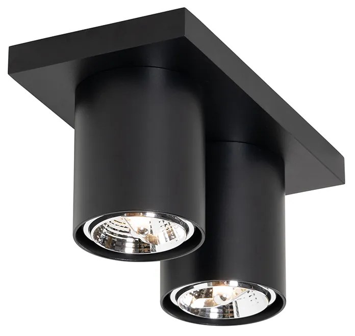 Candeeiro de teto moderno preto 2 luzes - Tubo Moderno