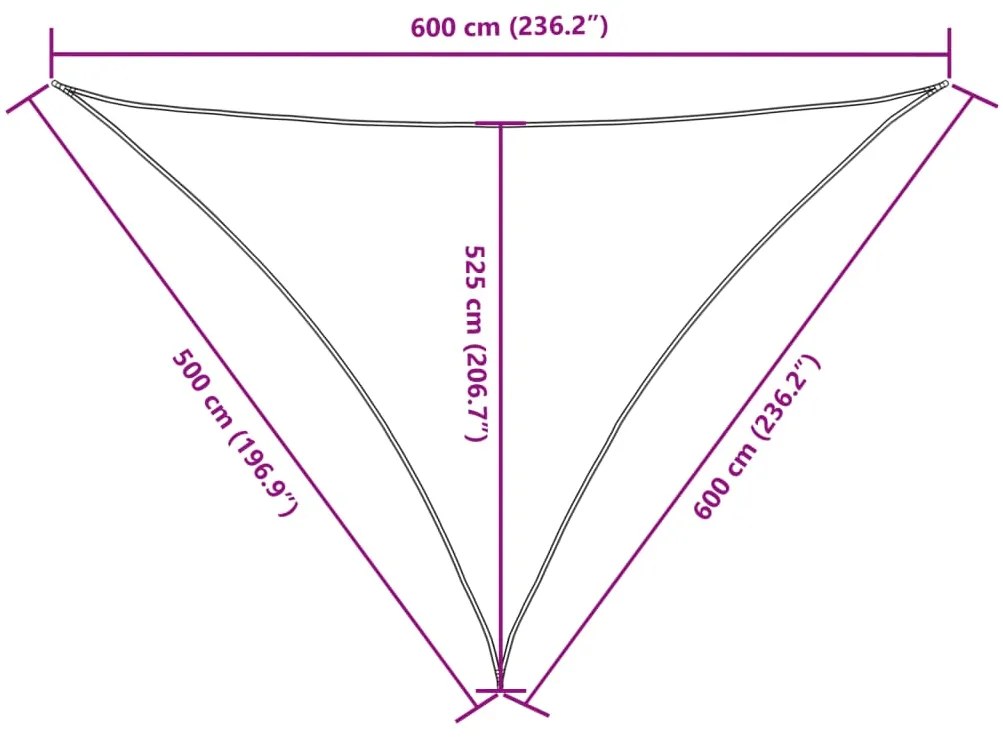 Para-sol estilo vela tecido oxford triangular 5x6x6 m bege