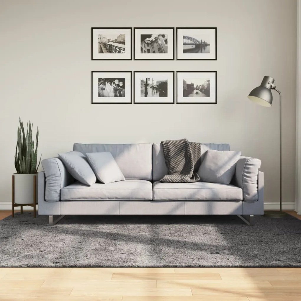 vidaXL Tapete pelo curto macio e lavável HUARTE 160x230 cm antracite
