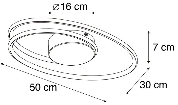 Candeeiro de teto design aço com LED regulável em 3 níveis - Rowan