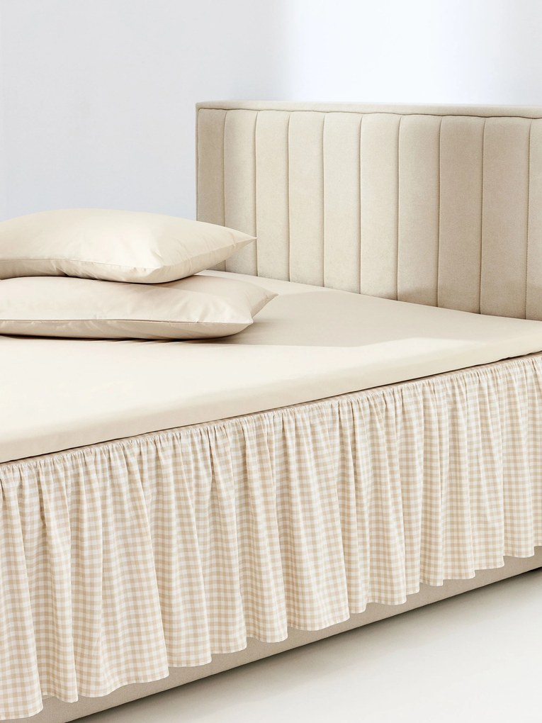 Saia de cama xadrez em algodão com folhos Twyla